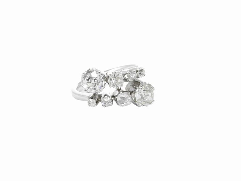 Anello Contrariè in Oro Bianco con Diamanti