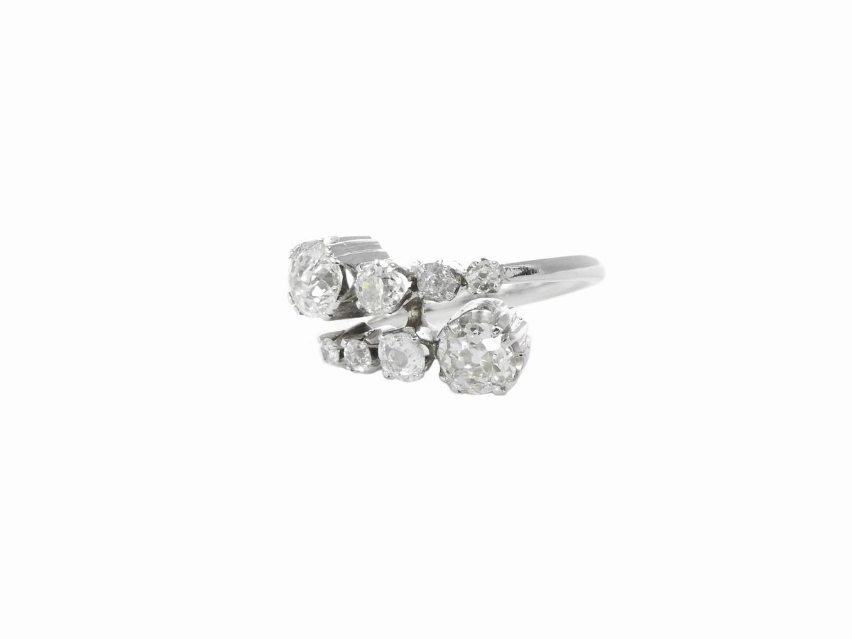 Anello Contrariè in Oro Bianco con Diamanti