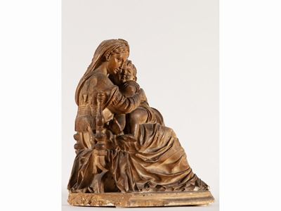 Gruppo in Gesso Patinato a Terracotta da Raffaello
