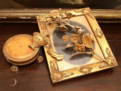 Lotto di Frammenti Epoca in Legno Intagliato e Dorato