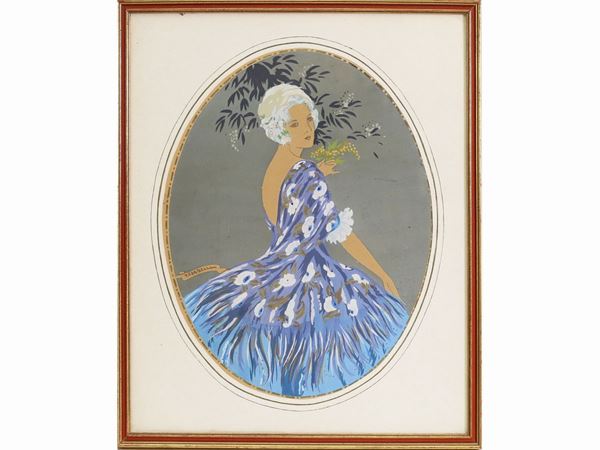 Tito Corbella : Ritratto di dama  ((1885-1966))  - Asta Arredi, Dipinti e Curiosità da Collezioni Private - Maison Bibelot - Casa d'Aste Firenze - Milano