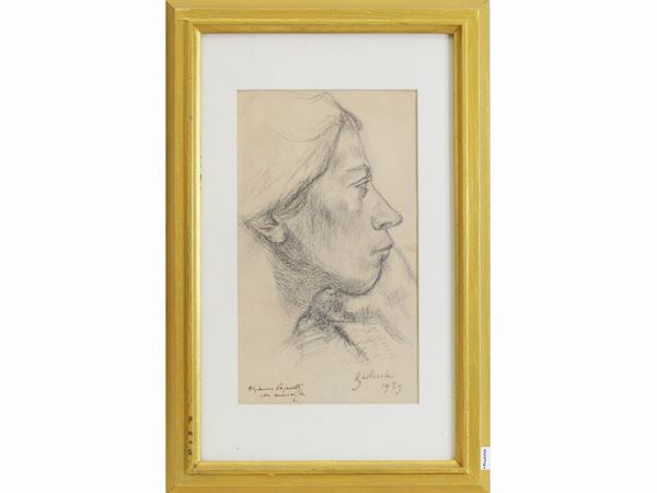 Nino Bertocchi : Female portrait 1939  ((1900-1956))  - Auction Furniture, Paintings and Curiosities from Private Collections - Maison Bibelot - Casa d'Aste Firenze - Milano