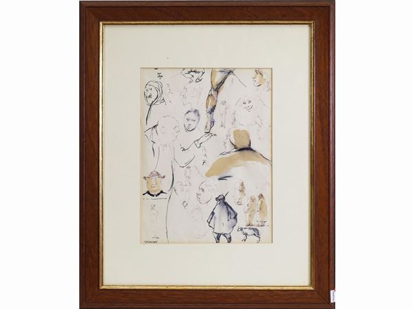 Nino Tirinnanzi : Studies of figures  ((1923-2002))  - Auction Furniture, Paintings and Curiosities from Private Collections - Maison Bibelot - Casa d'Aste Firenze - Milano