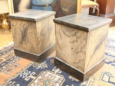 Coppia di Basi a Plinto in Legno Laccato