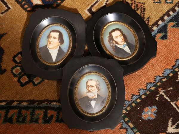 Ritratti di Giuseppe Verdi, Gioacchino Rossini e Vincenzo Bellini