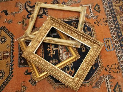 Tre Cornici D'epoca in Legno e Pastiglia Dorata