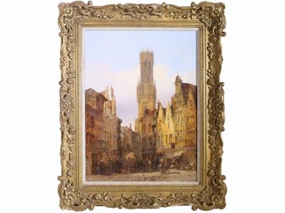 Scorcio di Cattedrale Francese con Figure
