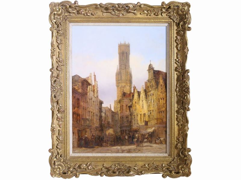 Scorcio di Cattedrale Francese con Figure