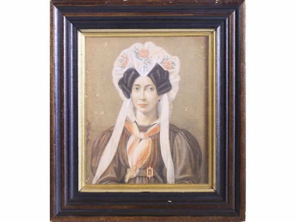 Scuola olandese della met&#224; del XIX secolo - Portrait of a young lady