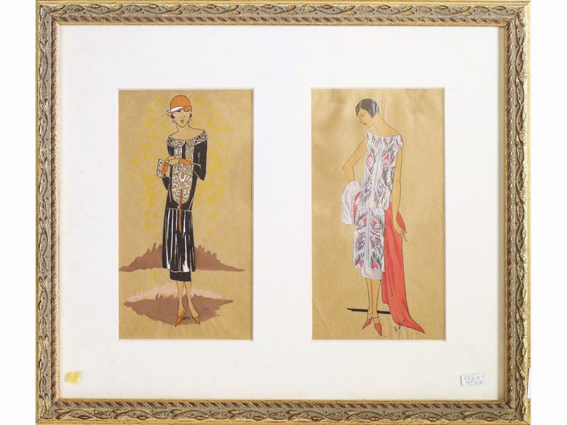 Scuola Francese Dell'inizio del XX Secolo - Figurini di Moda