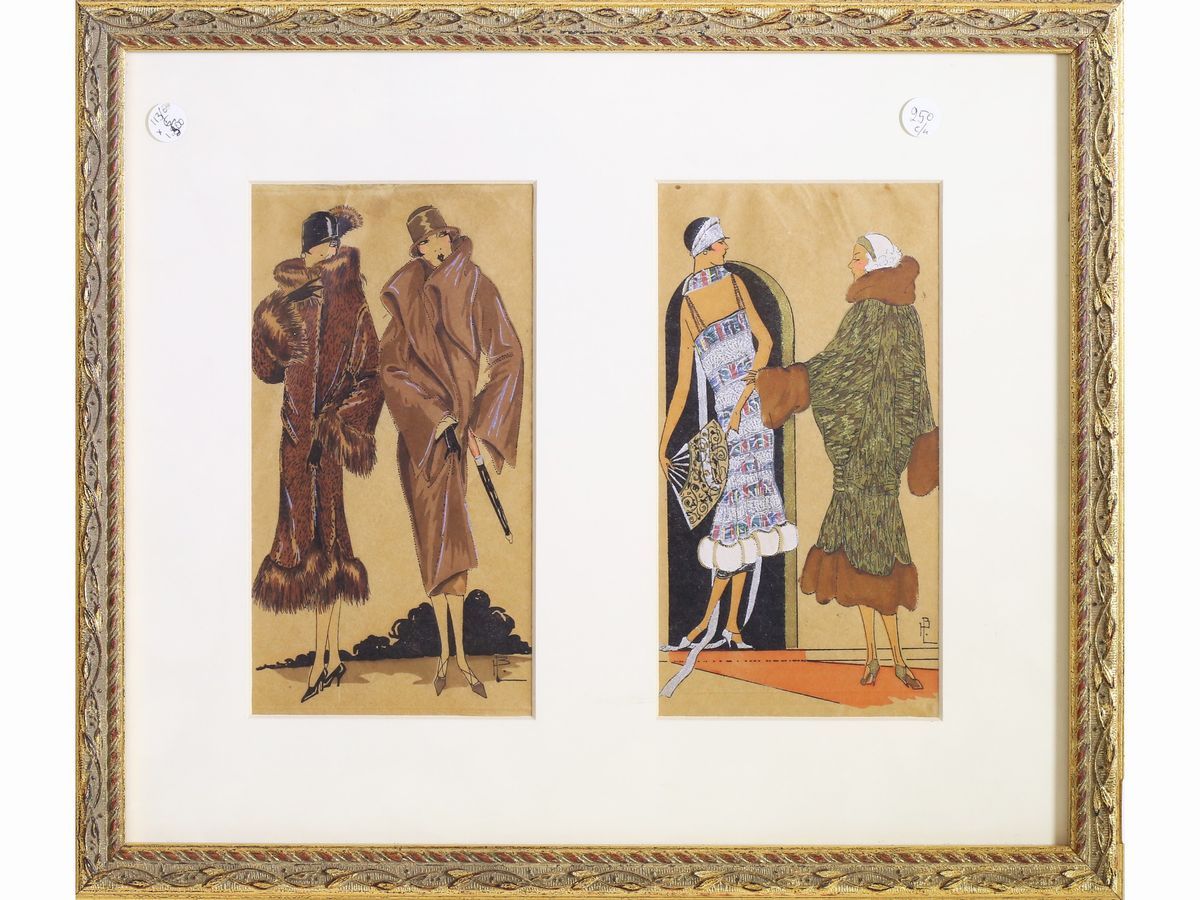 Scuola Francese Dell'inizio del XX Secolo - Figurini di Moda