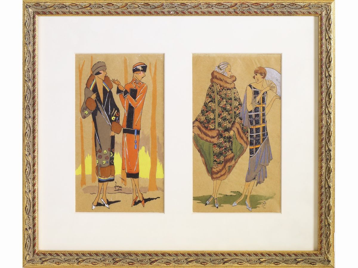 Scuola Francese Dell'inizio del XX Secolo - Figurini di Moda