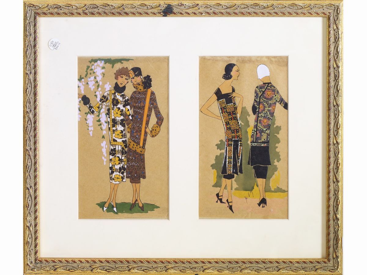 Scuola Francese Dell'inizio del XX Secolo - Figurini di Moda
