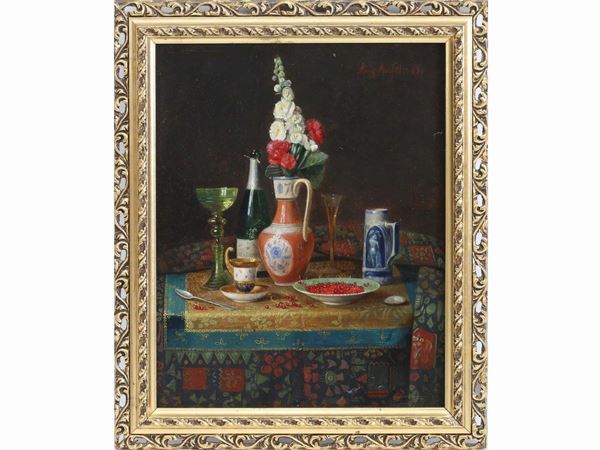 Moritz Mansfeld : Still life 1883  ((1850-1890))  - Auction Furniture, Paintings and Curiosities from Private Collections - Maison Bibelot - Casa d'Aste Firenze - Milano