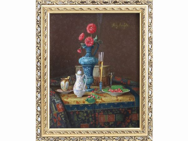 Moritz Mansfeld : Still life  ((1850-1890))  - Auction Furniture, Paintings and Curiosities from Private Collections - Maison Bibelot - Casa d'Aste Firenze - Milano