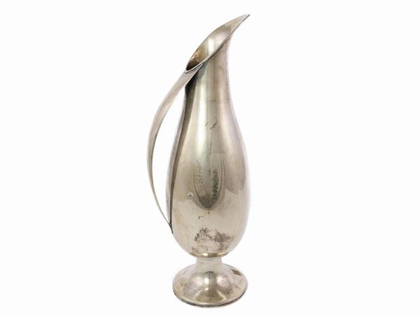 A silver pitcher