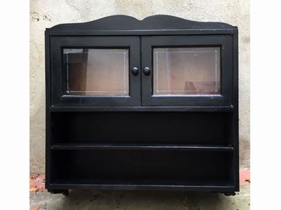 Stipetto Pensile in Legno Laccato Nero