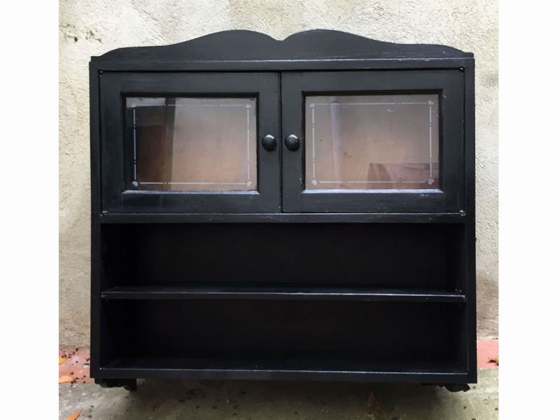 Stipetto Pensile in Legno Laccato Nero