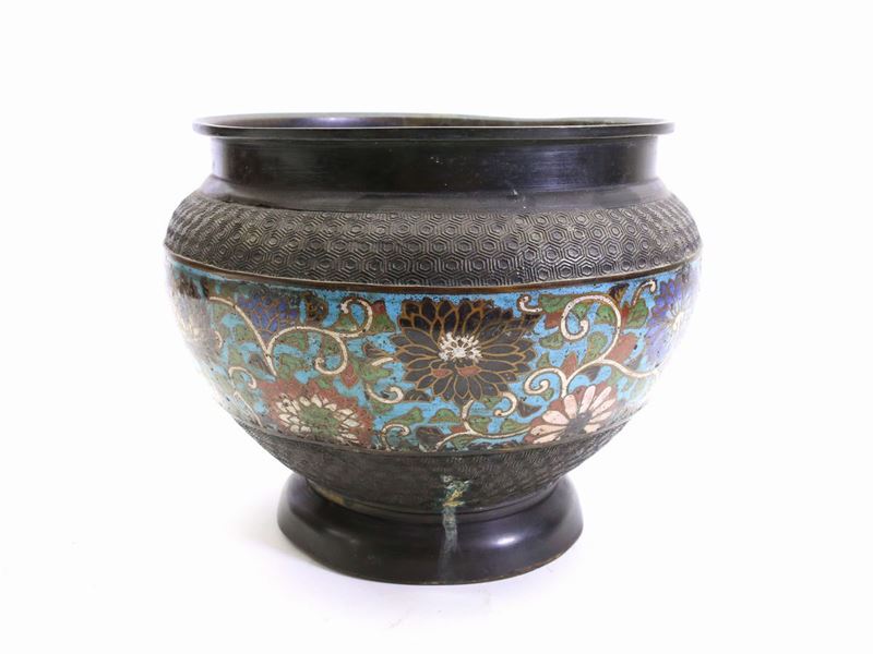 Grande Cachepot in Metallo Cloisonnè