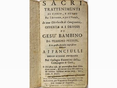 Sacri Trattenimenti di Canto, e Suono per L'avvento e per il Natale ...