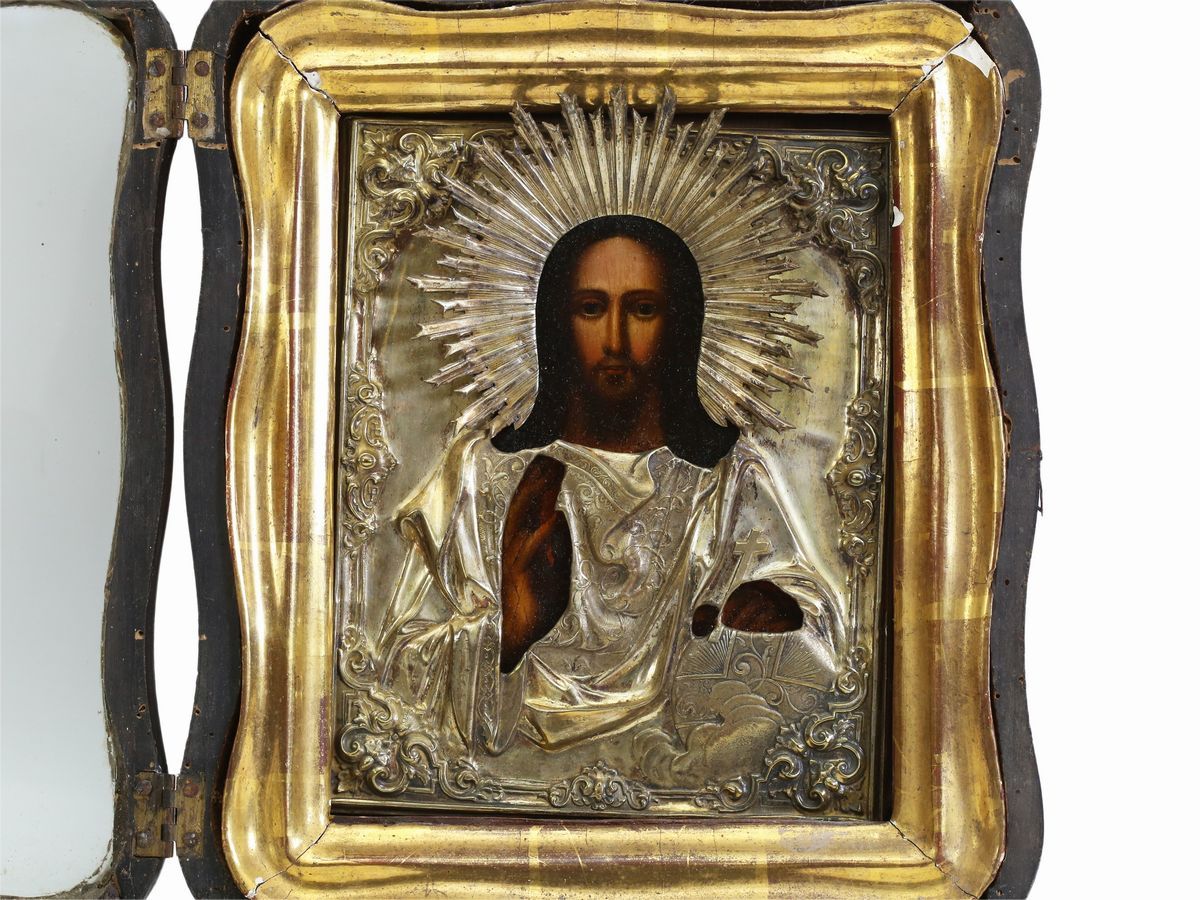 Scuola Russa della Fine del XIX Secolo - Icona Raffigurante Cristo
