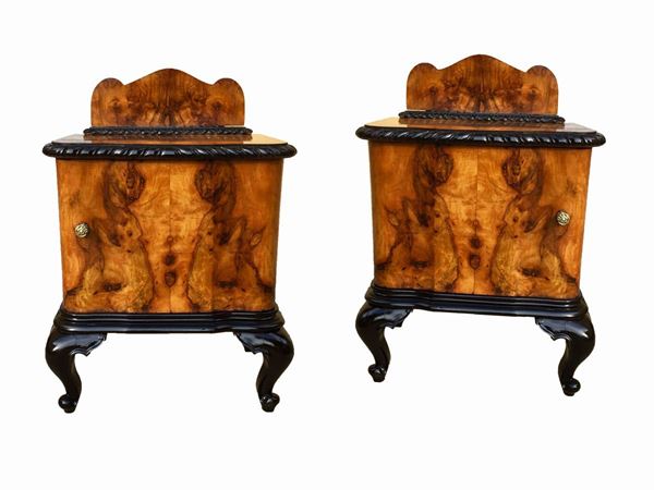 A pair of walnut nigth tables  (Forties)  - Auction Furniture, Paintings and Curiosities from Private Collections - Maison Bibelot - Casa d'Aste Firenze - Milano