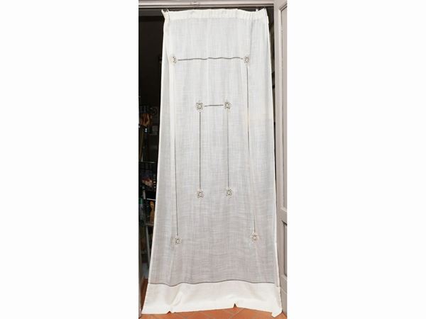 Pair of ivory linen curtains