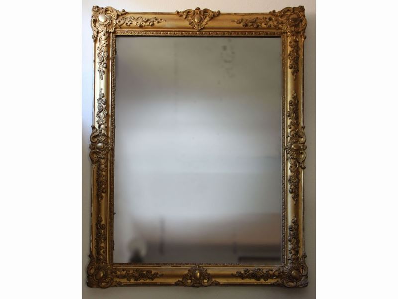 Specchiera con Cornice in Legno e Pastiglia Dorata
