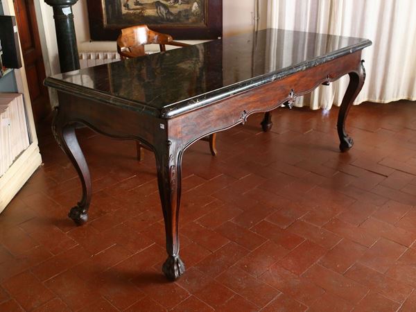 Walnut library table  (second half of the 19th century)  - Auction Furniture and Paintings from the Ancient Fattoria Franceschini, partly from Villa I Pitti - Maison Bibelot - Casa d'Aste Firenze - Milano