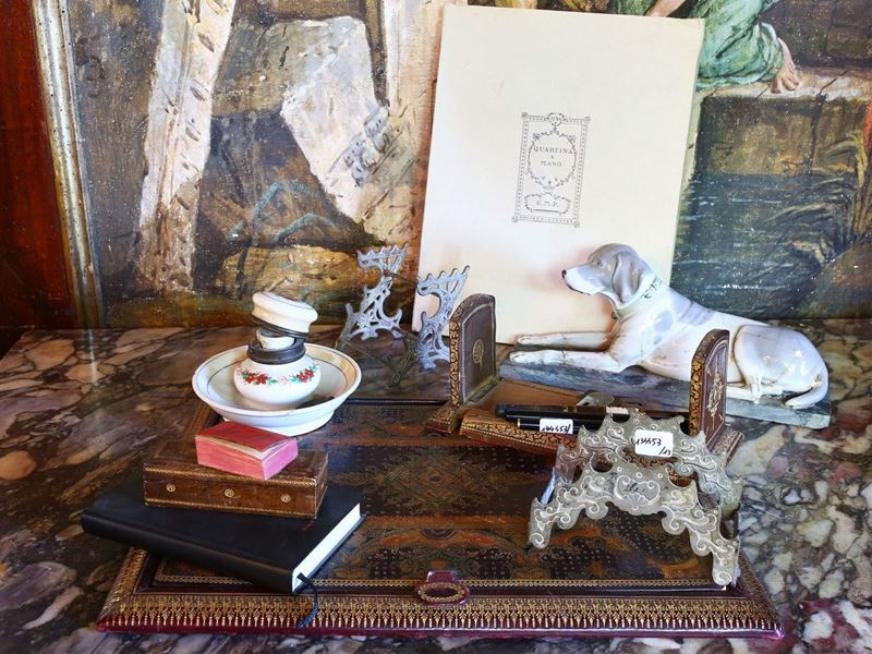 Lotto di Accessori da Scrivania D'epoca
