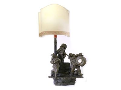 Grande Lume da Tavolo in Terracotta Patinata Ad Imitazione del Bronzo