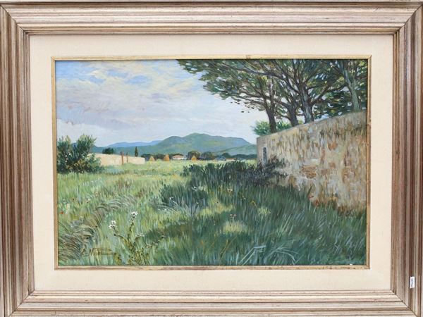 Enrico Nuti : Paesaggio  ((1902-1978))  - Asta Arredi, Dipinti e Curiosità da Collezioni Private - Maison Bibelot - Casa d'Aste Firenze - Milano