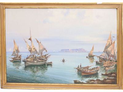 Paesaggio Marino con Barche a Vela
