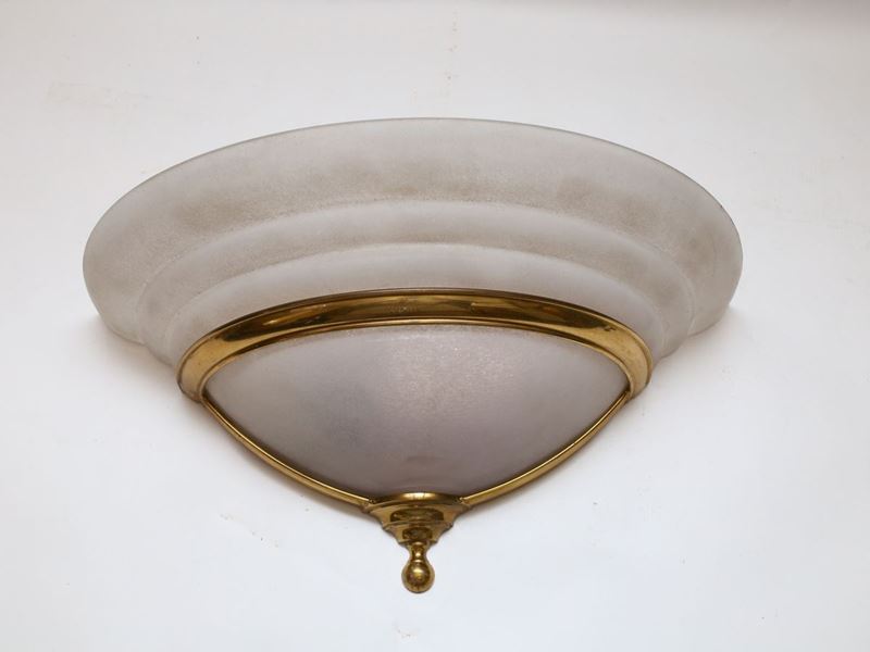 Serie di Quattro Appliques in Vetro Archeologico Bianco