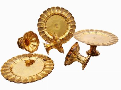 Serie di Quattro Piatti in Argento Vermeil, Robert Garrard