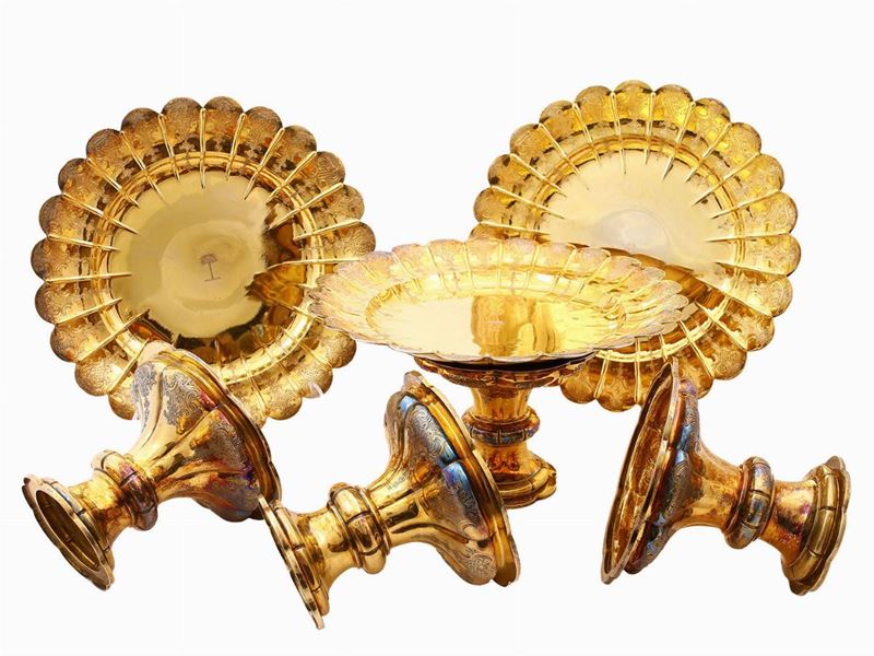 Serie di Quattro Piatti in Argento Vermeil, Robert Garrard