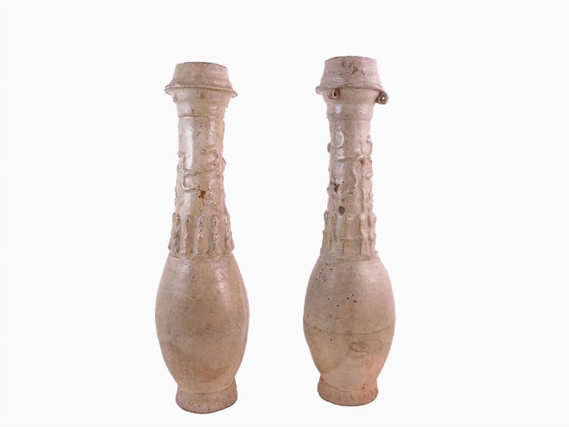 Coppia di Vasi in Terracotta Smaltata