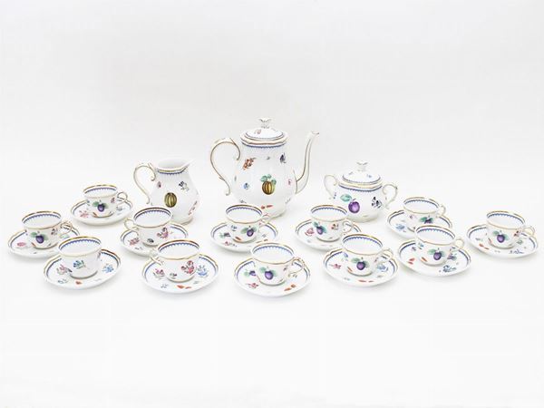 Polychrome porcelain coffee set, Richard Ginori