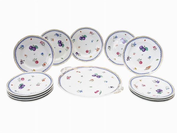 Polychrome porcelain dessert set, Richard Ginori