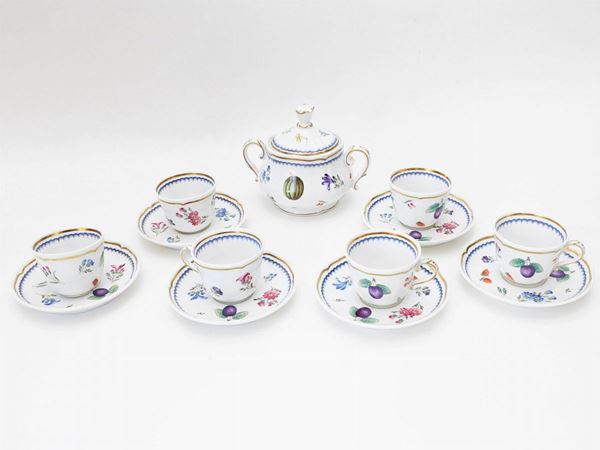 A polychrome porcelain coffee set, Richard Ginori
