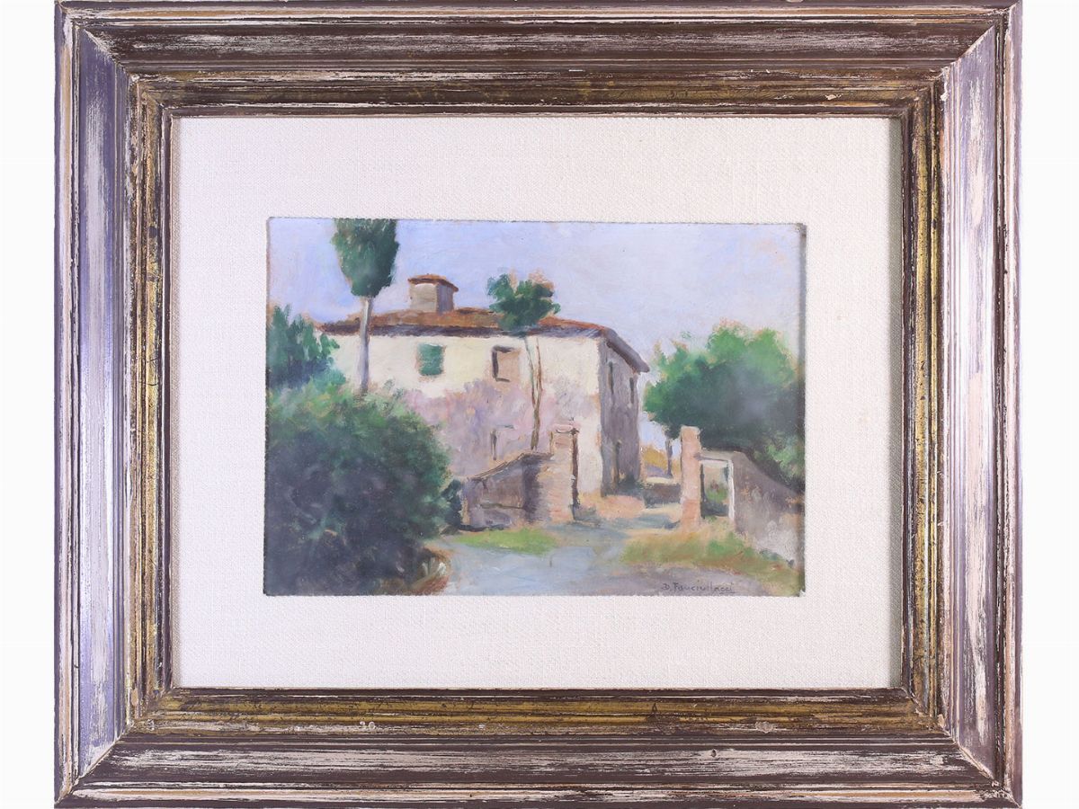 Diego Fanciullacci - Natura Morta 1972, Veduta di Alberi con Casa e Scorcio di Strada con Casa
