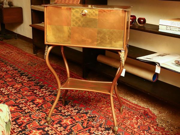 A Daniel Fougeron copper and brass secretaire