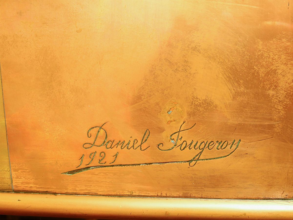 Secretaire in Rame e Ottone Spazzolato Daniel Fougeron 1921
