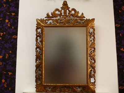 Specchiera con Cornice in Legno Intagliato e Dorato
