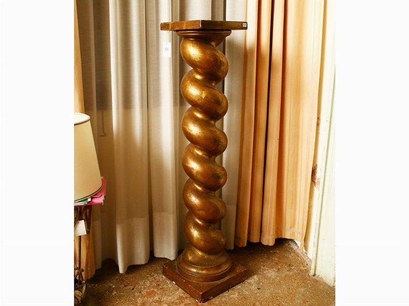 Colonna Portasculture in Gesso Dorato