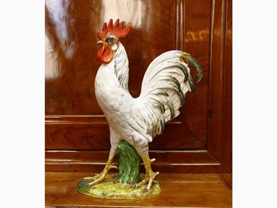 Grande Gallo in Ceramica Policroma Zaccagnini
