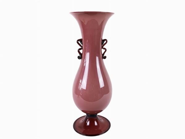 Amethyst-colored blown glass vase