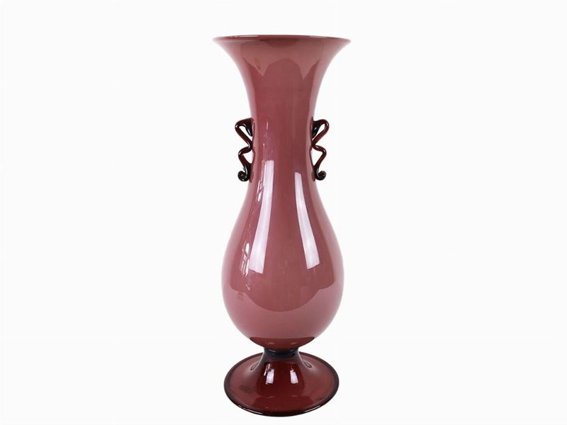 Vaso in Vetro Soffiato Color Ametista Incamiciato