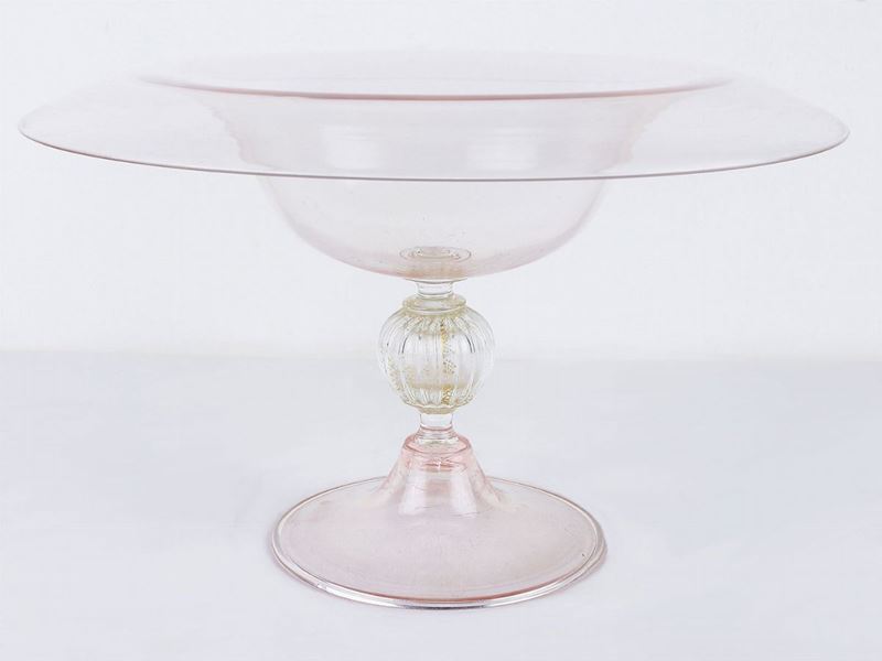 Alzata in Vetro Soffiato Rosa