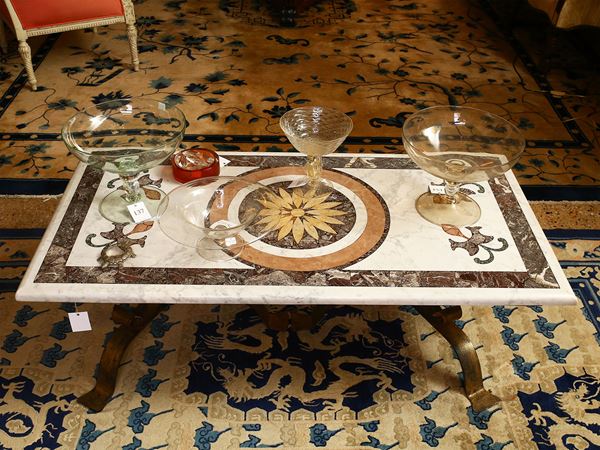 A marble inlaided coffee table